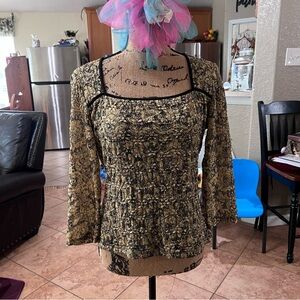 INC International Concepts Black and Gold Blouse